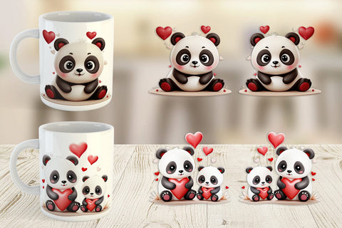 Mug Wrap Valentine Panda Sublimation artnoy 