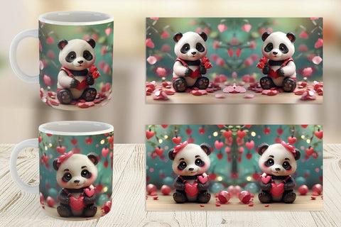 Mug Wrap Valentine Panda Sublimation artnoy 