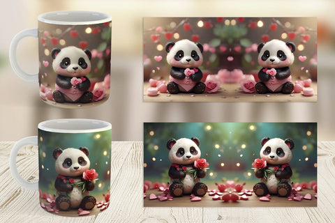 Mug Wrap Valentine Panda Sublimation artnoy 