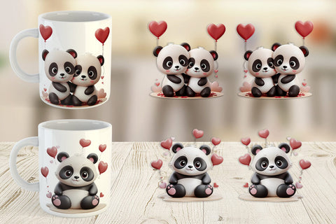 Mug Wrap Valentine Panda Sublimation artnoy 