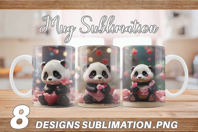 Mug Wrap Valentine Panda Sublimation artnoy 