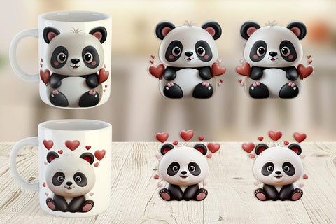 Mug Wrap Valentine Panda Sublimation artnoy 