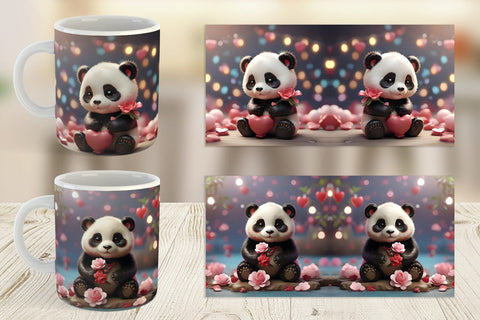 Mug Wrap Valentine Panda Sublimation artnoy 