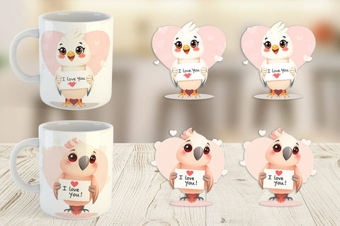 Mug Wrap Valentine Parrot Cartoon Sublimation artnoy 