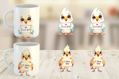 Mug Wrap Valentine Parrot Cartoon Sublimation artnoy 