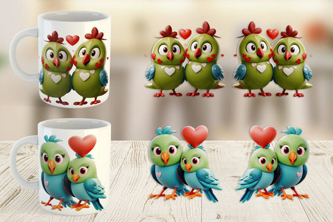 Mug Wrap Valentine Parrot Sublimation artnoy 