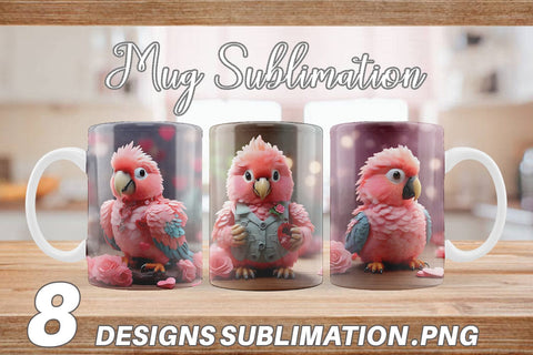Mug Wrap Valentine Parrot Sublimation artnoy 