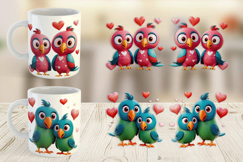 Mug Wrap Valentine Parrot Sublimation artnoy 