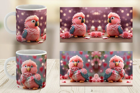 Mug Wrap Valentine Parrot Sublimation artnoy 