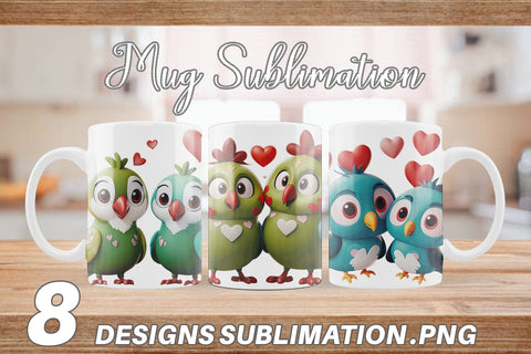 Mug Wrap Valentine Parrot Sublimation artnoy 
