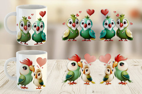 Mug Wrap Valentine Parrot Sublimation artnoy 