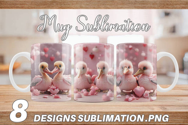 Mug Wrap Valentine Pelicans Sublimation artnoy 