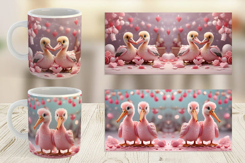Mug Wrap Valentine Pelicans Sublimation artnoy 