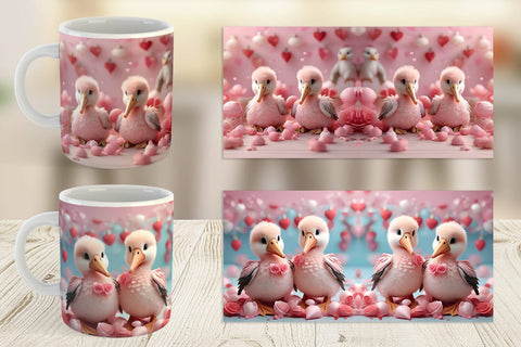 Mug Wrap Valentine Pelicans Sublimation artnoy 