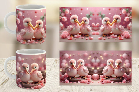 Mug Wrap Valentine Pelicans Sublimation artnoy 