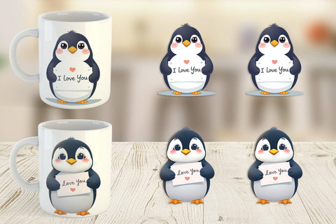 Mug Wrap Valentine Penguin Cartoon Sublimation artnoy 