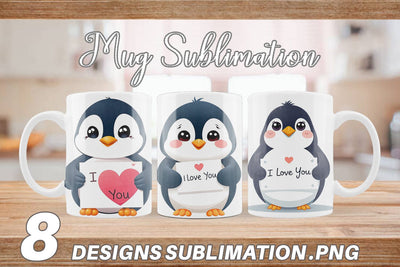 Mug Wrap Valentine Penguin Cartoon Sublimation artnoy 