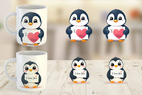 Mug Wrap Valentine Penguin Cartoon Sublimation artnoy 