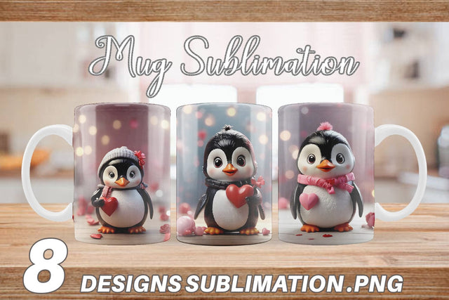Mug Wrap Valentine Penguin Sublimation artnoy 
