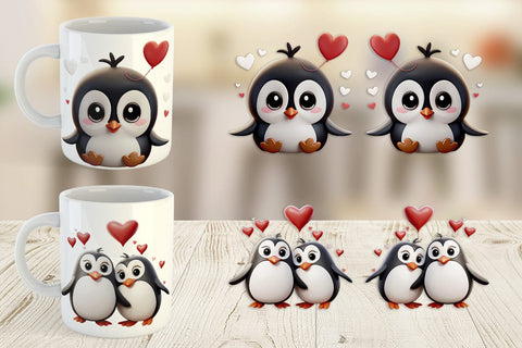 Mug Wrap Valentine Penguin Sublimation artnoy 
