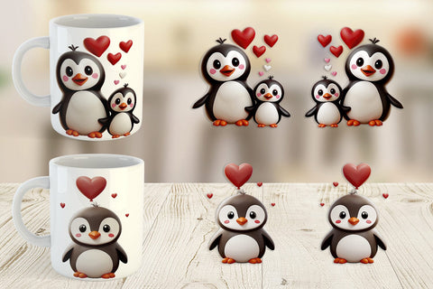 Mug Wrap Valentine Penguin Sublimation artnoy 