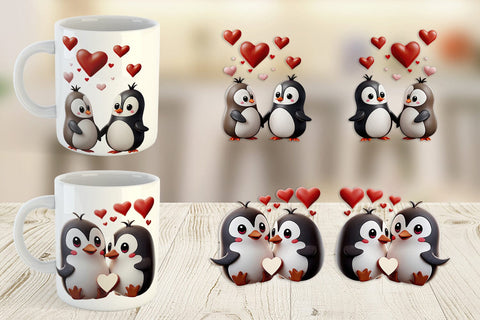 Mug Wrap Valentine Penguin Sublimation artnoy 