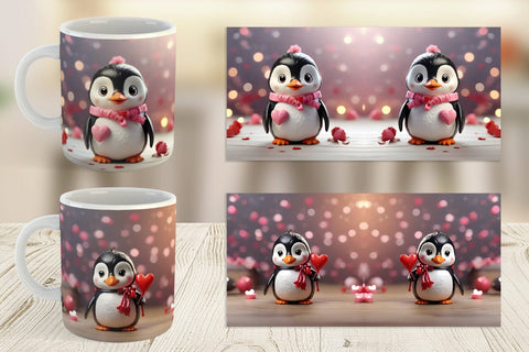 Mug Wrap Valentine Penguin Sublimation artnoy 