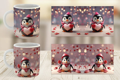 Mug Wrap Valentine Penguin Sublimation artnoy 