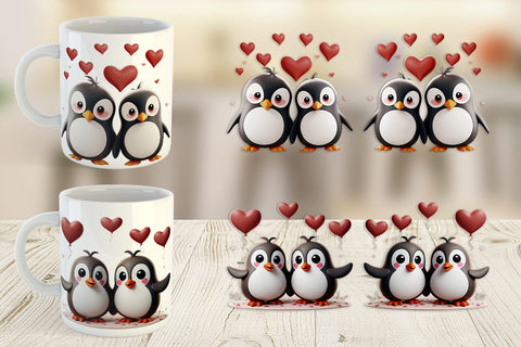 Mug Wrap Valentine Penguin Sublimation artnoy 