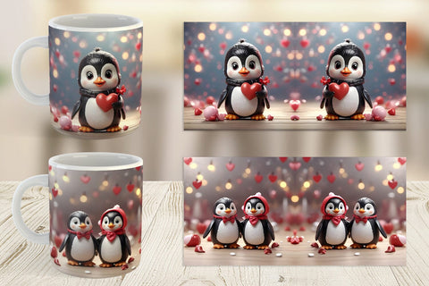 Mug Wrap Valentine Penguin Sublimation artnoy 