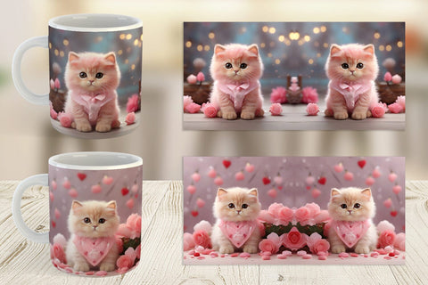 Mug Wrap Valentine Persian Cat Sublimation artnoy 
