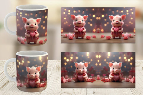 Mug Wrap Valentine Pig Sublimation artnoy 