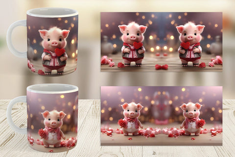 Mug Wrap Valentine Pig Sublimation artnoy 
