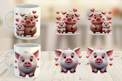 Mug Wrap Valentine Pig Sublimation artnoy 