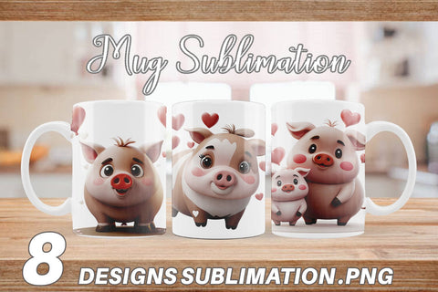 Mug Wrap Valentine Pig Sublimation artnoy 