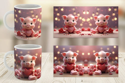 Mug Wrap Valentine Pig Sublimation artnoy 