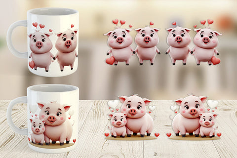Mug Wrap Valentine Pig Sublimation artnoy 