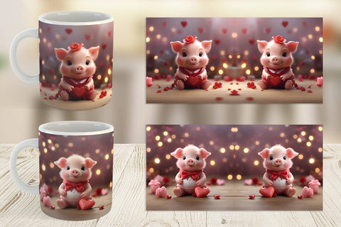 Mug Wrap Valentine Pig Sublimation artnoy 