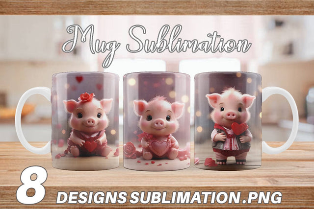 Mug Wrap Valentine Pig Sublimation artnoy 