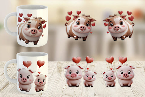 Mug Wrap Valentine Pig Sublimation artnoy 