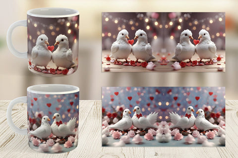 Mug Wrap Valentine Pigeons Sublimation artnoy 