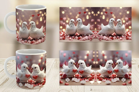 Mug Wrap Valentine Pigeons Sublimation artnoy 