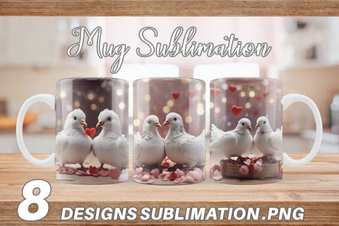 Mug Wrap Valentine Pigeons Sublimation artnoy 