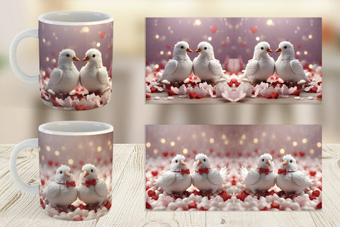 Mug Wrap Valentine Pigeons Sublimation artnoy 