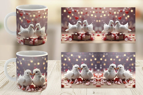 Mug Wrap Valentine Pigeons Sublimation artnoy 