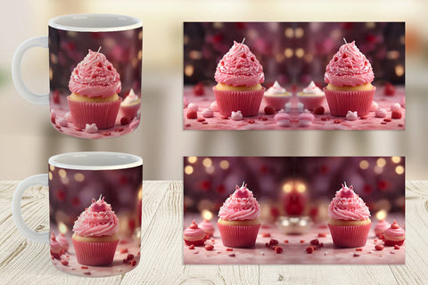 Mug Wrap Valentine pink cupcake Sublimation artnoy 