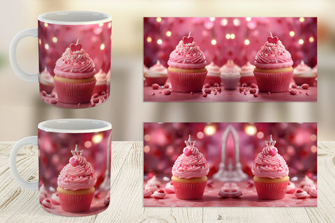 Mug Wrap Valentine pink cupcake Sublimation artnoy 
