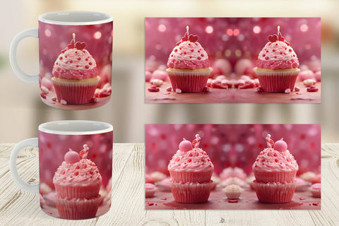 Mug Wrap Valentine pink cupcake Sublimation artnoy 