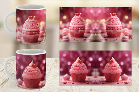 Mug Wrap Valentine pink cupcake Sublimation artnoy 