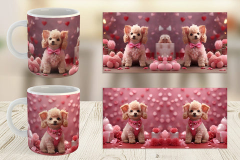 Mug Wrap Valentine Poodle Dog Sublimation artnoy 